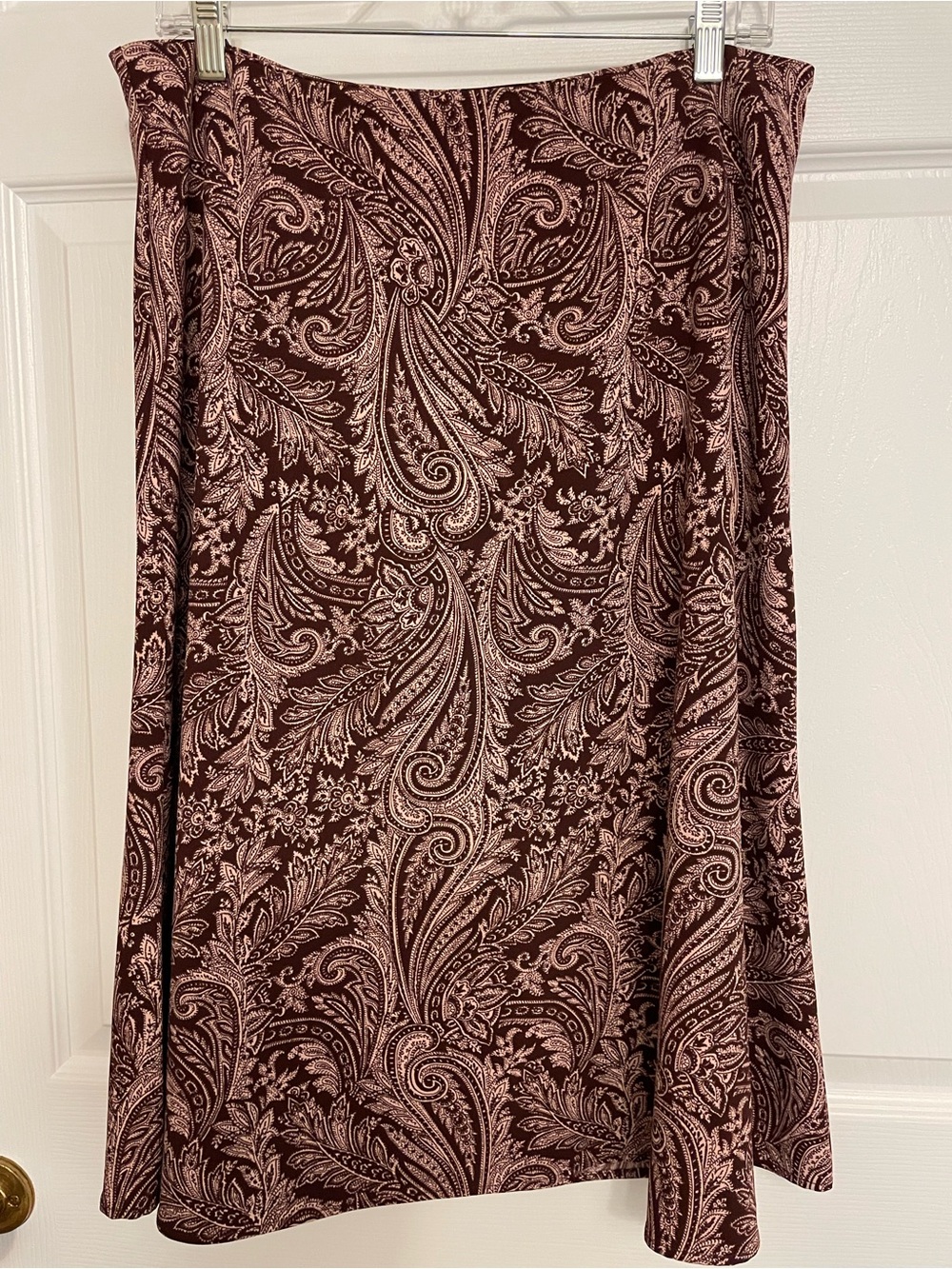 New York & Company Burgundy and Blush Paisley Skirt